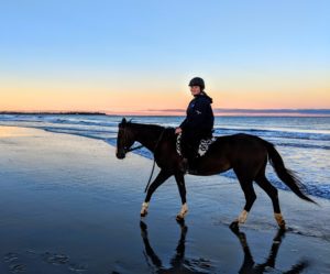 Jackie & student, Hampton Beach, NH. Horse lease.